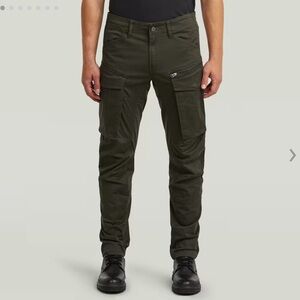 G-Star RAW Mens 34x30 Green Rovic Zip 3D Straight Tapered Stretch Cargo Pants